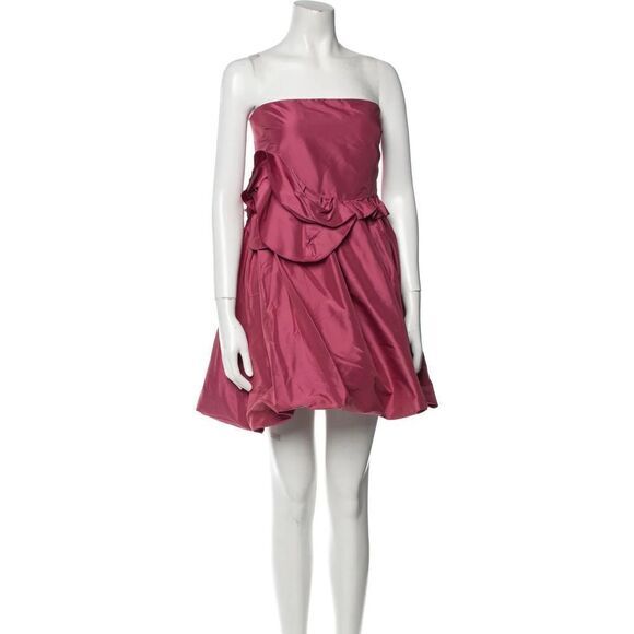 NEW Cynthia Rowley Silk Strapless Babydoll Mini Dress‎ Rose Size 10